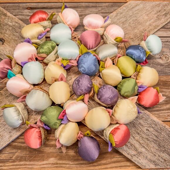 35 Vintage Handcrafted Ceramic and Fabric Faux Walnuts Decor-Pastel/Spring Hues - Picture 7 of 10